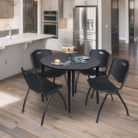 Regency Kahlo Round Table & Chair Sets, 36 W, 36 L, 29 H, Wood, Metal, Plastic Top, Grey TPL36RNDGYBK47BK